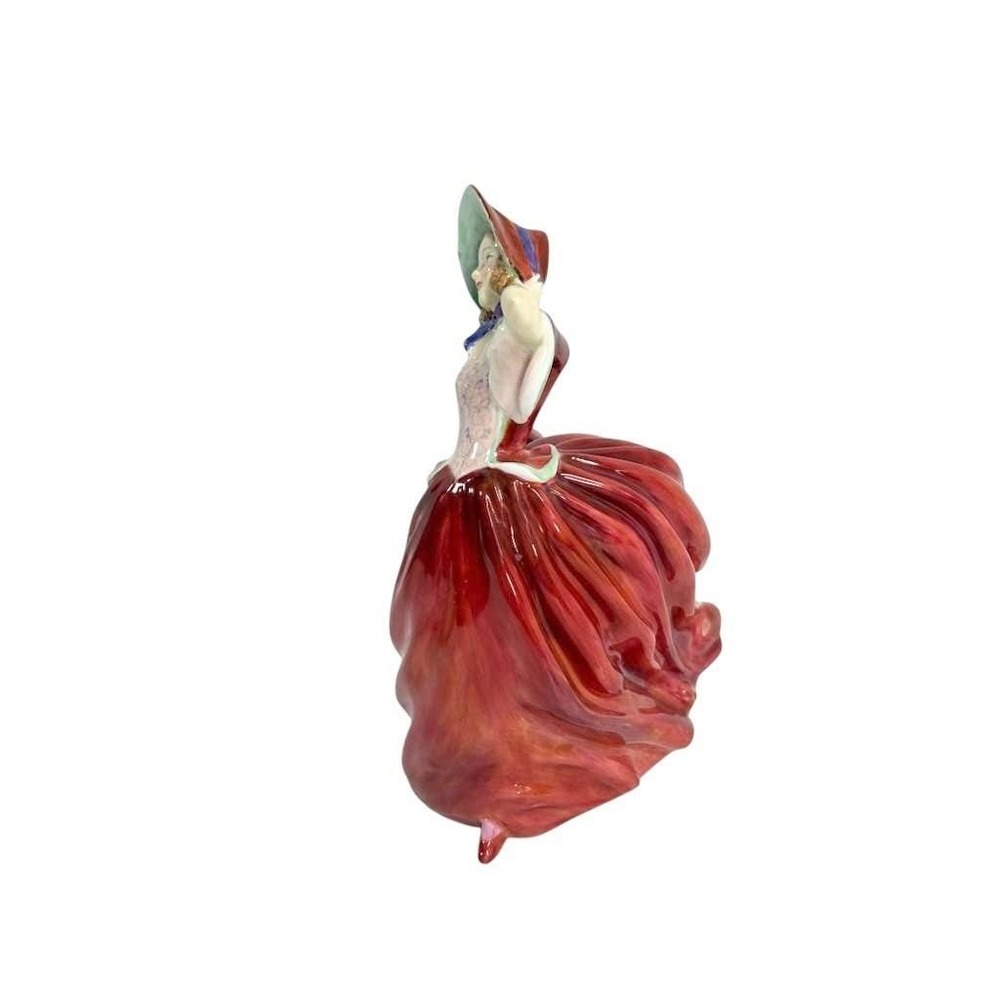 Royal Doulton AUTUMN BREEZES‎ Figurine HN1934 Red Dress Green Bonnet 8" Tall - Picture 8 of 11